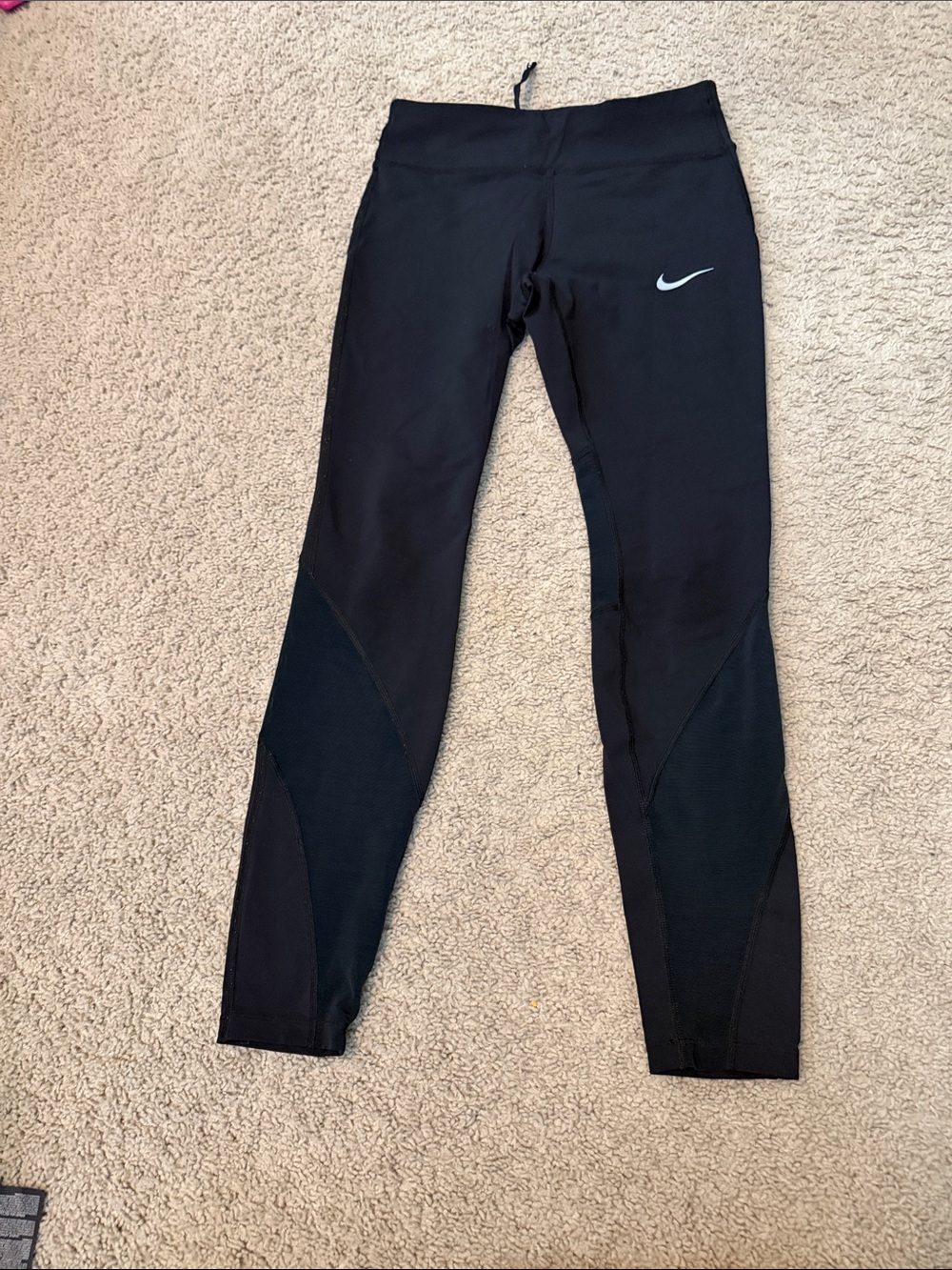 Nike Black Athletic Leggings with White Swoosh
